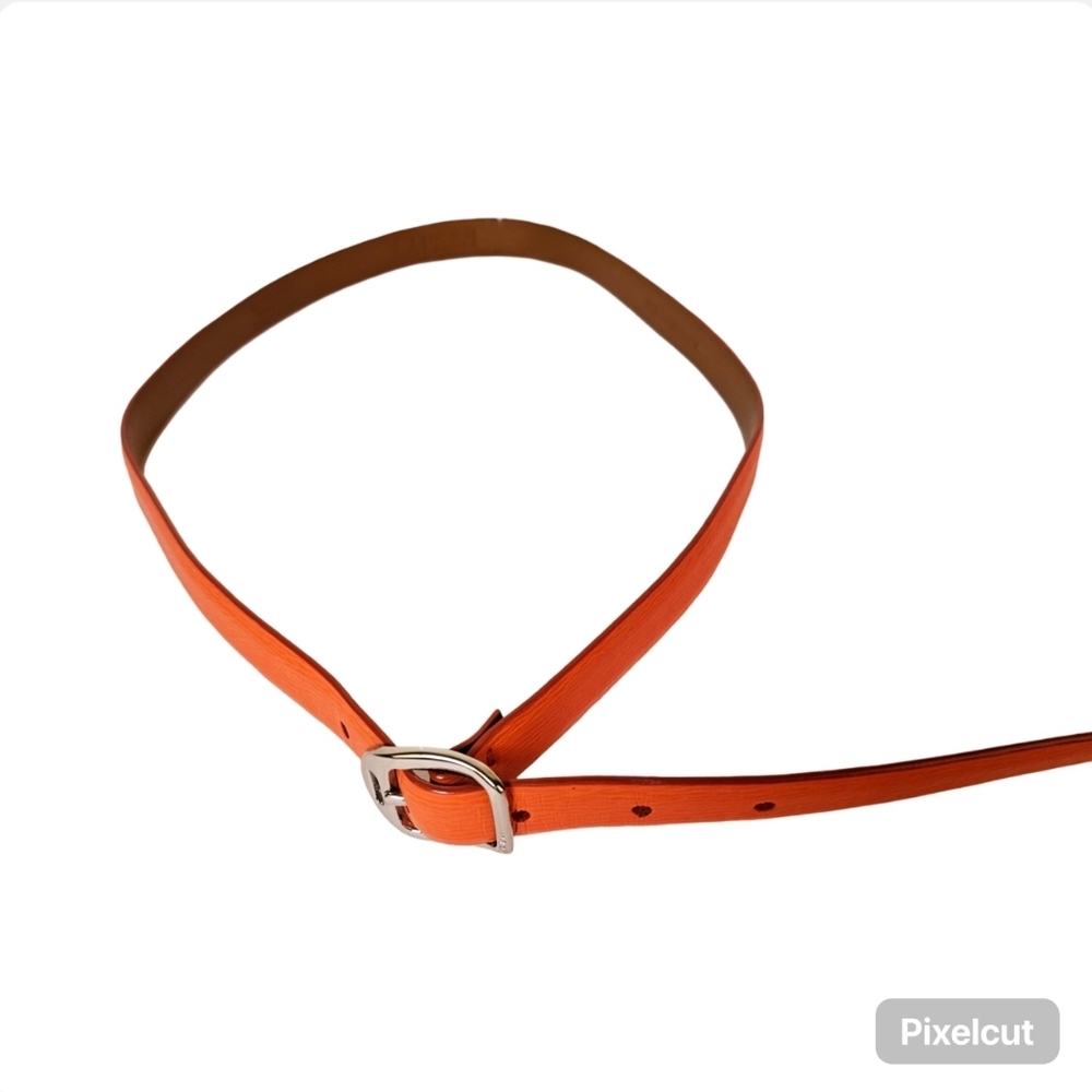 Ralph Lauren orange genuine leather with silver hardware 0.75" belt size S